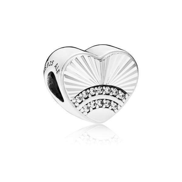 Pandora ékszer Vintage legyező szív ezüst charm 797288CZ