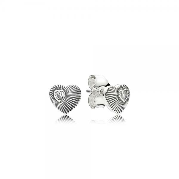 Pandora ékszer Vintage szív legyező ezüst fülbevaló 297298CZ