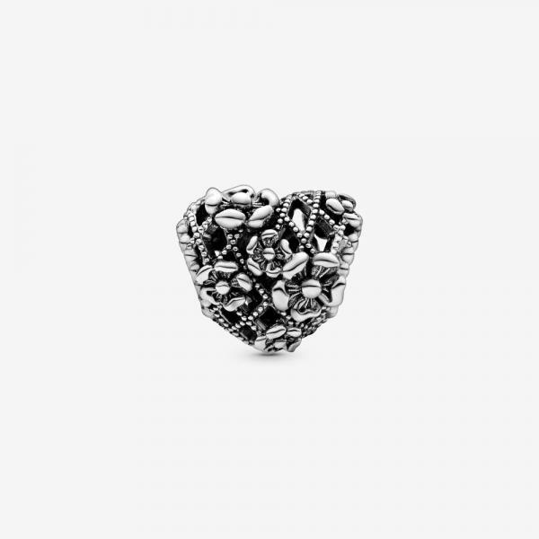 Pandora ékszer Virágos szív ezüst charm Mommy felirattal 798892C00