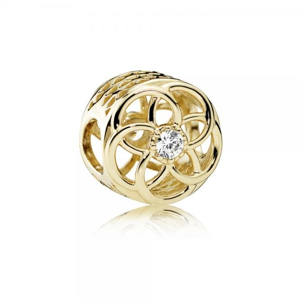 Pandora ékszer Virágzás 14K arany charm cirkóniával 750598CZ