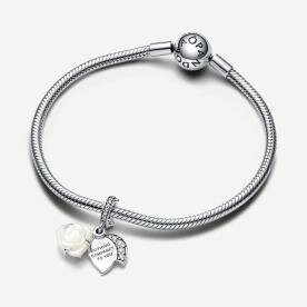 Pandora ékszer Virágzó fehér rózsa ezüst függő charm 793200C01