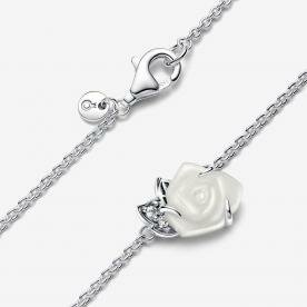 Pandora ékszer Virágzó fehér rózsa ezüst nyaklánc 393206C01-45