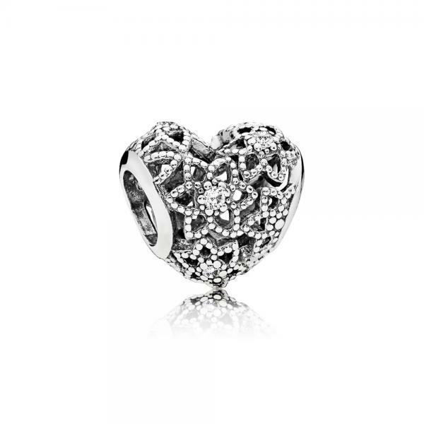 Pandora ékszer Virágzó szív ezüst charm 796264CZ