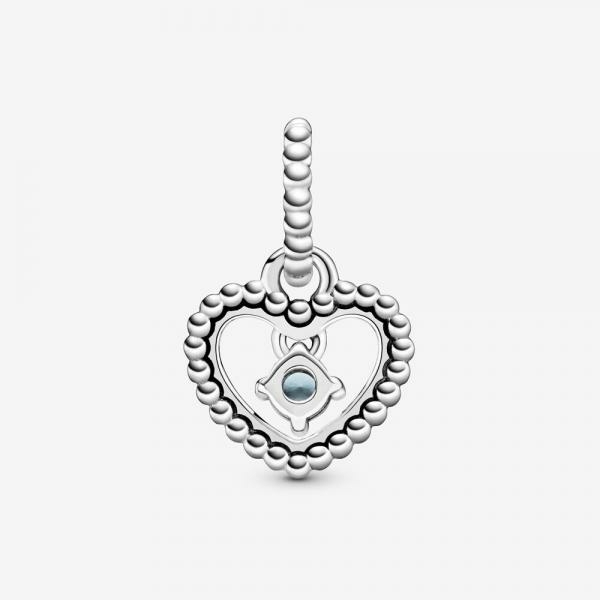 Pandora ékszer Vízkék gyöngyös szív függő charm 798854C01