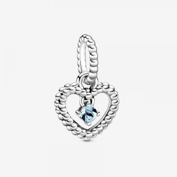 Pandora ékszer Vízkék gyöngyös szív függő charm 798854C01