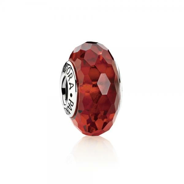 Pandora ékszer Vörös fazettált muránói üveg ezüst charm 791066