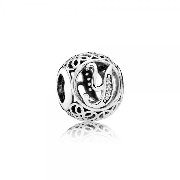 Pandora ékszer Y betű ezüst charm cirkóniával 791869CZ