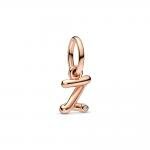 Pandora ékszer Z betű rozé függő charm 782457C01