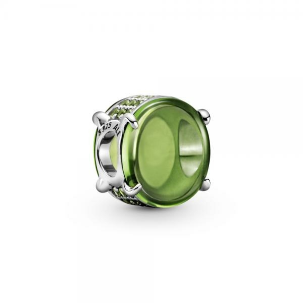 Pandora ékszer Zöld ovális cabochon ezüst charm 799309C02