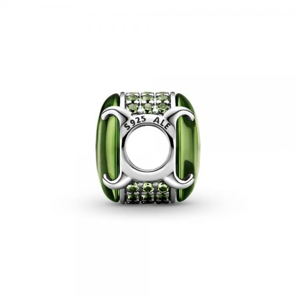 Pandora ékszer Zöld ovális cabochon ezüst charm 799309C02