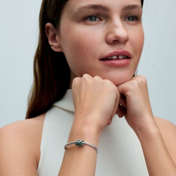 Pandora ékszer Zöld pálma levél ezüst charm 793332C01