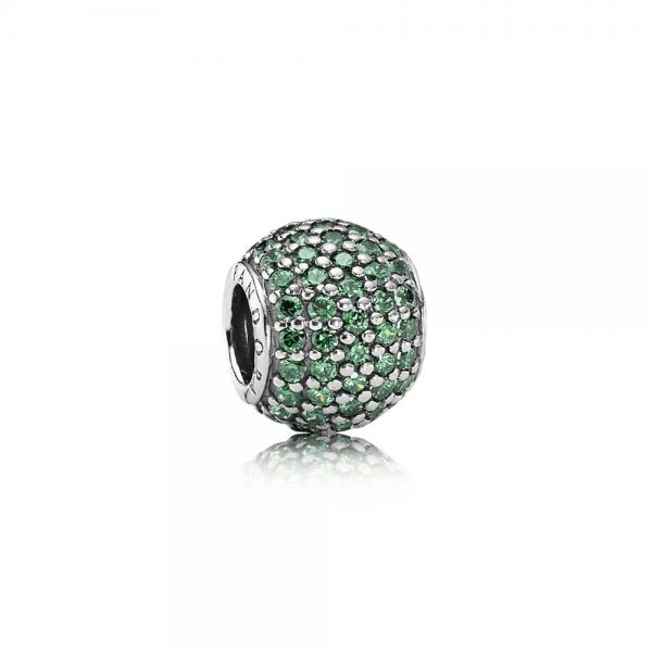 Pandora ékszer Zöld pávé gömb ezüst charm cirkóniával 791051CZN