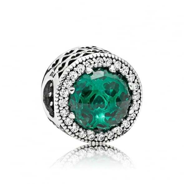 Pandora ékszer Zöld ragyogó szív ezüst charm 791725NSG