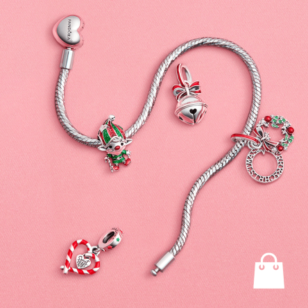 Pandora karácsonyi karkötő manó és csengő charmokkal