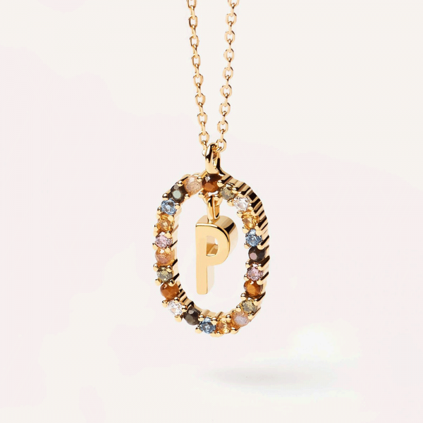 PD Paola Aranyozott ezüst nyaklánc P betűvel CO01-275-U