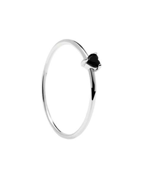 PD Paola Black heart ezüst gyűrű 