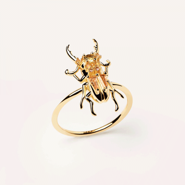 PD Paola Courage beetle aranyozott ezüst gyűrű 