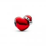 Piros karácsonyi szív ezüst charm