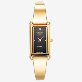 Roamer Elegance Diamond fekete számlapos arany szíjas női karóra 866845485520