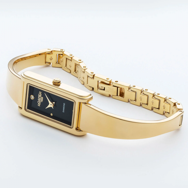 Roamer Elegance Diamond fekete számlapos arany szíjas női karóra 866845485520