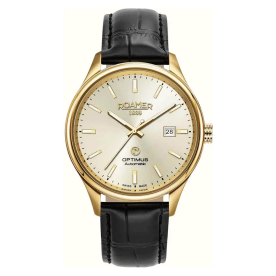 Roamer Optimus arany színű automata férfi óra fekete bőr szíjjal 983983483505