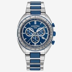 Roamer Power Chrono ezüst kék kronográf férfi óra 868837424570