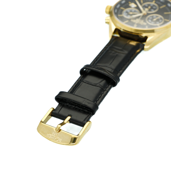 Roamer Pro Chrono fekete számlapos bőrszíjas chronograph férfi karóra 993819488502