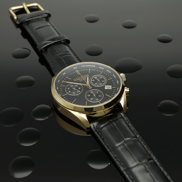 Roamer Pro Chrono fekete számlapos bőrszíjas chronograph férfi karóra 993819488502