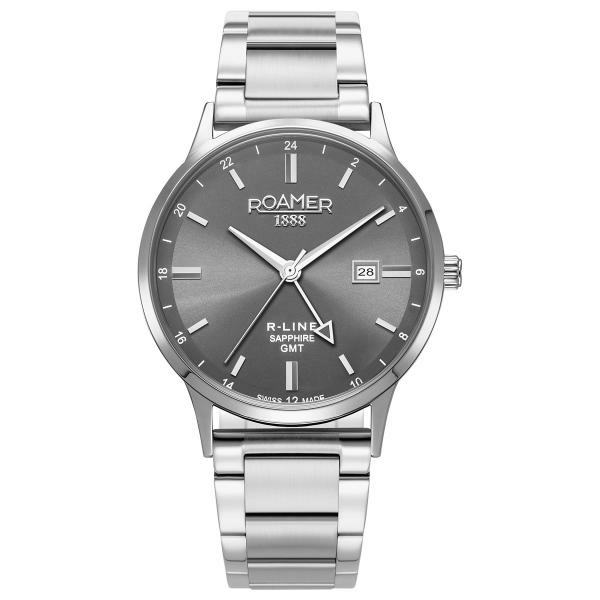 Roamer R-LINE GMT szürke  számlapos férfi óra dupla szíjjal 990987415505