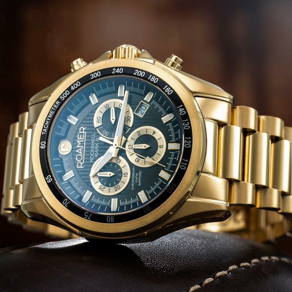 Roamer Rockshell Mark III arany színű kronográf férfi óra 220837485520