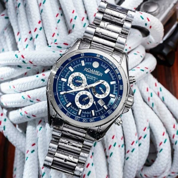 Roamer Rockshell Mark III kék számlapos kronográf férfi óra 220837414520