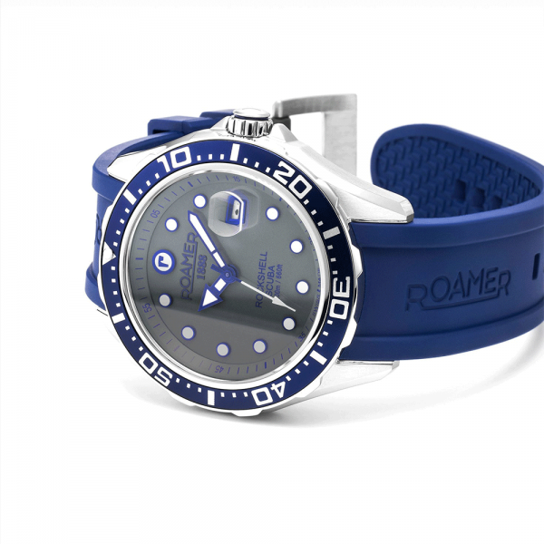 Roamer Rockshell Mark III Scuba szürke férfi búváróra kék kaucsuk szíjjal 867833415502