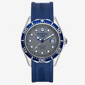 Roamer Rockshell Mark III Scuba szürke férfi búváróra kék kaucsuk szíjjal 867833415502