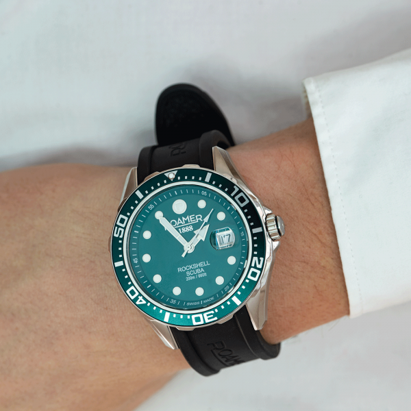Roamer Rockshell Mark III Scuba zöld férfi búváróra fekete kaucsuk szíjjal 867833417502