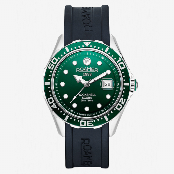Roamer Rockshell Mark III Scuba zöld férfi búváróra fekete kaucsuk szíjjal 867833417502