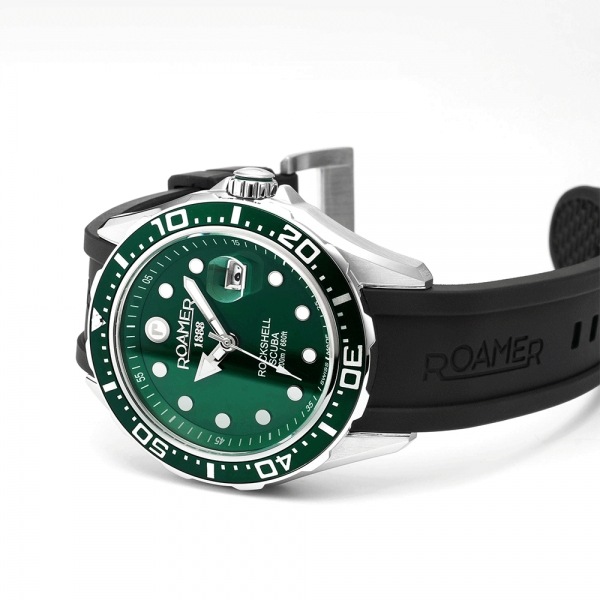 Roamer Rockshell Mark III Scuba zöld férfi búváróra fekete kaucsuk szíjjal 867833417502