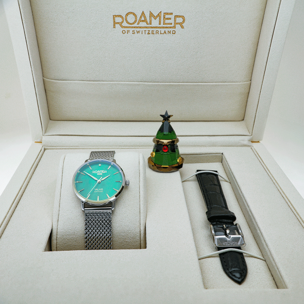 Roamer Valais zöld gyöngyház számlapos női óra szett gyémánttal 989847 41 70 05