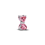 Rózsaszín masni ezüst charm