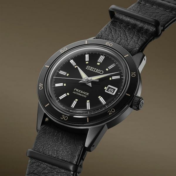 Seiko  Presage Style 60's 'Stealth' fekete férfi automata karóra SRPH95J1