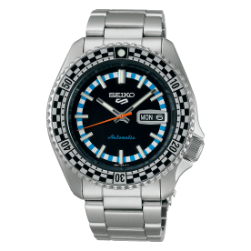 Seiko 5 Sports Black and White 'Checker Flag' Special Edition karóra SRPK67K1