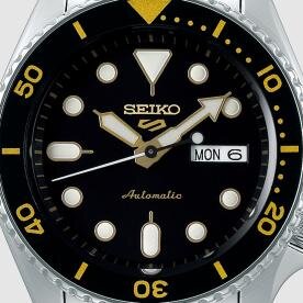 Seiko 5 Sports fekete számlapos ezüst színű férfi óra SRPD57K1