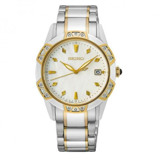 Seiko Caprice bocolor női óra gyöngyház számlappal gyémántokkal SKK728P1