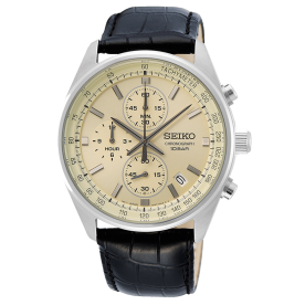 Seiko Chronograph bőrszíjas sárga számlapos karóra SSB383P1