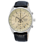 Seiko Chronograph bőrszíjas sárga számlapos karóra SSB383P1