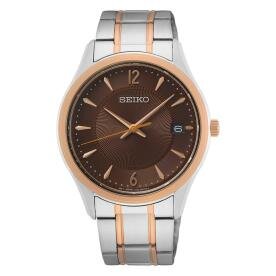 Seiko Classic bicolor barna számlapos férfi kvarc karóra SUR470P1