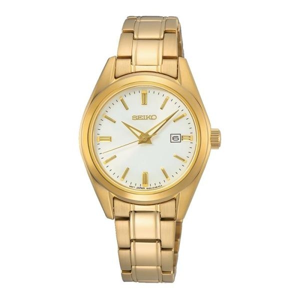 Seiko Classic fémcsatos arany színű fehér számlapos kvarc női karóra SUR632P1