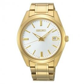 Seiko Classic fémszíjas fehér számlapos arany férfi kvarc óra SUR314P1
