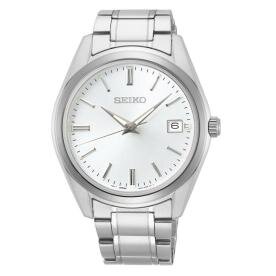 Seiko Classic fémszíjas fehér számlapos ezüst férfi kvarc karóra SUR307P1