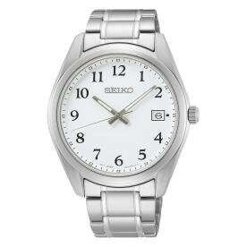 Seiko Classic fémszíjas fehér számlapos kvarc férfi karóra SUR459P1