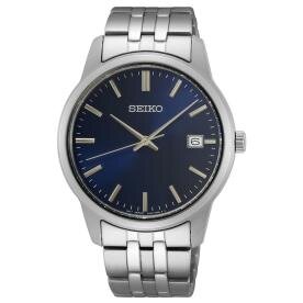 Seiko Classic fémszíjas kék számlapos ezüst férfi kvarc óra SUR399P1